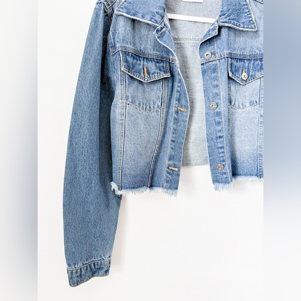 SOLD Love Tree Cropped Denim Jacket - Picture 3 of 6
